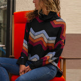 Blouse Women Long Sleeve Print Blouses Shirt Casual Turtleneck Knitted