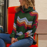 Blouse Women Long Sleeve Print Blouses Shirt Casual Turtleneck Knitted