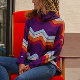 Blouse Women Long Sleeve Print Blouses Shirt Casual Turtleneck Knitted