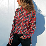 Blouse Women Long Sleeve Print Blouses Shirt Casual Turtleneck Knitted