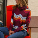 Blouse Women Long Sleeve Print Blouses Shirt Casual Turtleneck Knitted