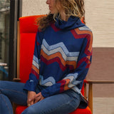 Blouse Women Long Sleeve Print Blouses Shirt Casual Turtleneck Knitted