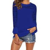 White Lace Chiffon Blouse Ruffle Long Sleeve Shirt 2019 New Spring Summer Womens