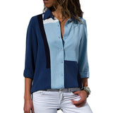Women Striped Blouses Long Sleeve Chiffon Blouse Turn Down Collar Lady