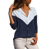 Women Striped Blouses Long Sleeve Chiffon Blouse Turn Down Collar Lady