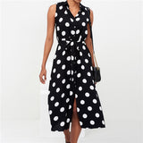 Long Dress Women Sexy Summer Polka Dot Beach Chiffon Dresses Boho