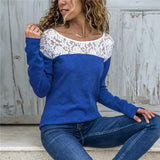 Women Lace Blouse Casual Long Sleeve Tops Tunic