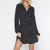 Polka Dot Dress 2019 Women Summer Beach Chiffon Dress Long Sleeve Office