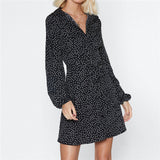 Polka Dot Dress 2019 Women Summer Beach Chiffon Dress Long Sleeve Office