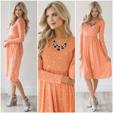 Polka Dot Dress 2019 Ladies Long Sleeve Midi Dresses Casual O-neck Elegant