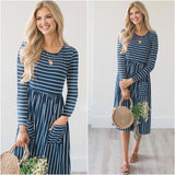 Dress Women Spring 2019 Striped Beach Summer Dresses Casual Long