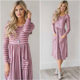Dress Women Spring 2019 Striped Beach Summer Dresses Casual Long