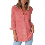 Women Solid Blouse 2019 Long Sleeve Casual Blouses Tops Office