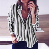 Women Blouses 2019 Fashion Striped Shirt Casual Turn Down