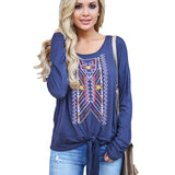 Women Blouses 2019 Fashion Vintage Casual Print Blouse Long