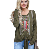 Women Blouses 2019 Fashion Vintage Casual Print Blouse Long