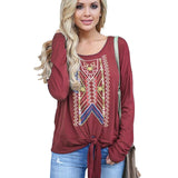 Women Blouses 2019 Fashion Vintage Casual Print Blouse Long