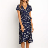 Summer Long Dress 2019 Print Boho Style Chiffon Beach Dress Sexy Side Split