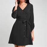 2019 Summer Mini Dress Women V Neck Long Sleeve Button dress Sexy