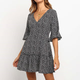 Women Summer Dress Floral Print Chiffon Beach Dress 2019 Boho Style Sexy V-neck