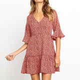 Women Summer Dress Floral Print Chiffon Beach Dress 2019 Boho Style Sexy V-neck