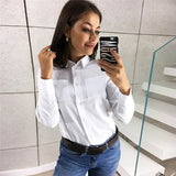 Spring Summer Chiffon Women Office Shirts 2019 Ladies Long Blusas S-XXXL